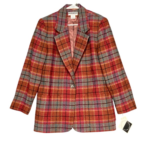 Jennifer Moore Jackets & Blazers - Vintage Jennifer Moore Blazer Women's Medium Multi-Color Plaid Wool Blend Jacket